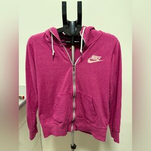 Nike Women’s Pink Full Zip Hoodie Large Athletic Sweatshirt Swoosh Logo
